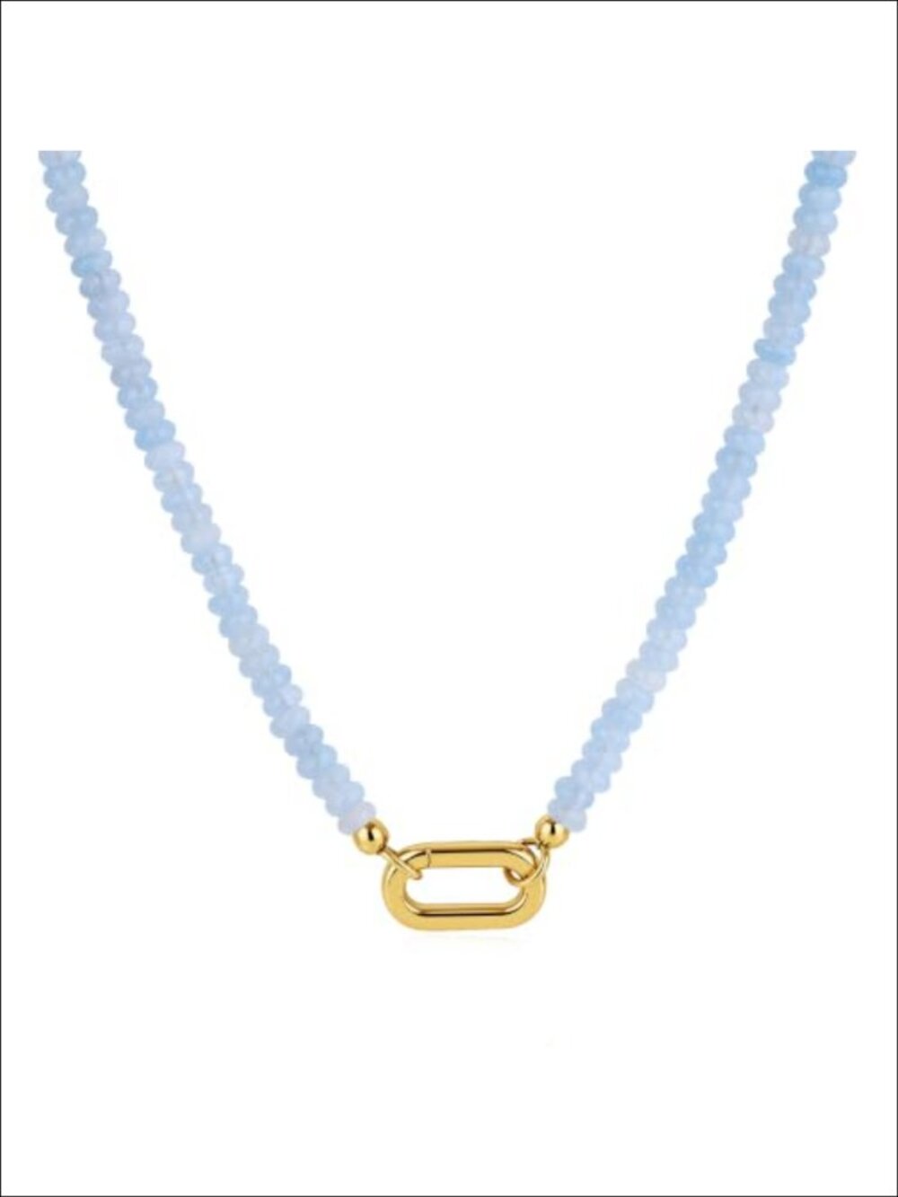 Aquamarine Beaded Necklace Gold Plated Spring Clasp 18"
